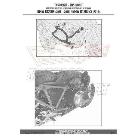 Bukócső felfogató szett BMW R 1200 GS (2013-2018) / BMW R 1200 R (2015-2018) / BMW R 1200 RS (2015-2018) GIVI