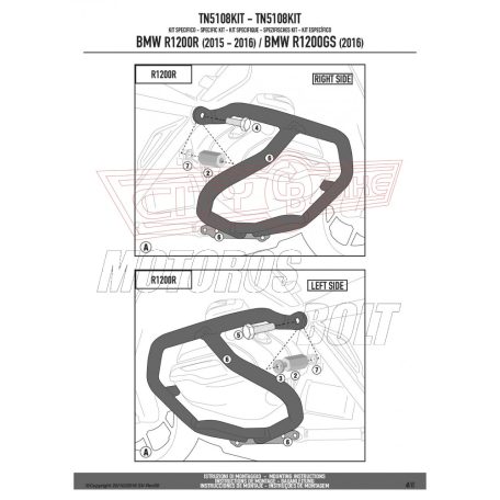Bukócső felfogató szett BMW R 1200 GS (2013-2018) / BMW R 1200 R (2015-2018) / BMW R 1200 RS (2015-2018) GIVI