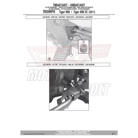 Bukócső felfogató szett TRIUMPH TIGER 800 / TIGER 800 XC / TIGER XR (2011) GIVI