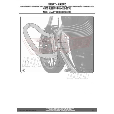 Bukócső Moto Guzzi V7 Stone 850 / Special (2021-2024) / Moto Guzzi V7 III Stone (2017-2019) / Moto Guzzi V9 Roamer / V9 Bobber (2016-2024) GIVI