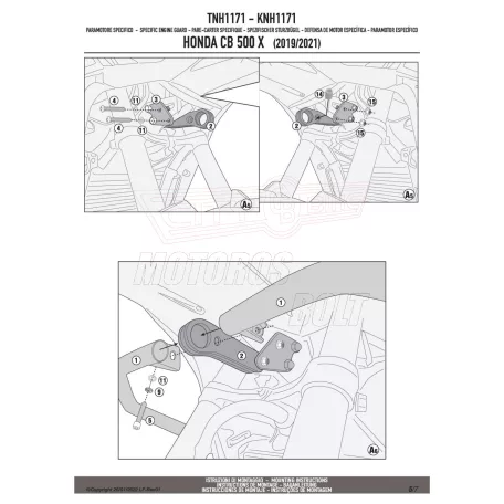 Felső bukócső HONDA CB 500 X (19 > 24) GIVI