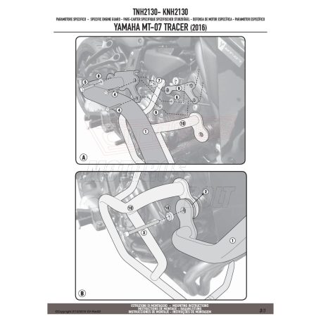 Felső bukócső GIVI TNH2130 Yamaha MT-07 Tracer (16 > 19) / Yamaha Tracer 700 (20 > 24)