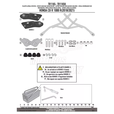 Oldaltáska tartó HONDA CB 1000 R (21 > 24) Remove-X GIVI