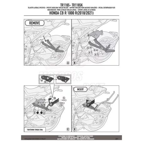 Oldaltáska tartó HONDA CB 1000 R (21 > 24) Remove-X GIVI