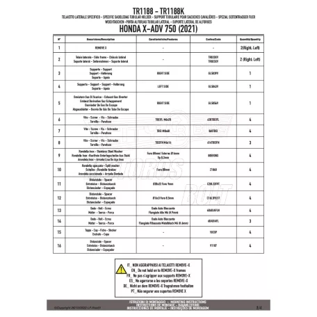 Oldaltáska tartó Honda X-ADV 750 (21-25) GIVI