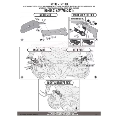 Oldaltáska tartó Honda X-ADV 750 (21-25) GIVI