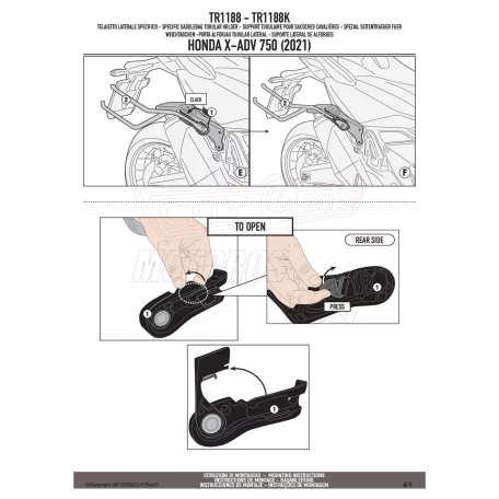 Oldaltáska tartó Honda X-ADV 750 (21-25) GIVI