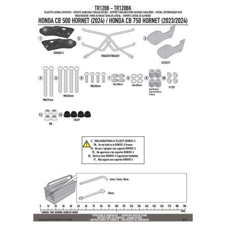 Oldaltáska tartó HONDA CB 500 Hornet (2024-2025), HONDA CB 750 Hornet (2023-2024), HONDA CB 750 Hornet (2025) GIVI