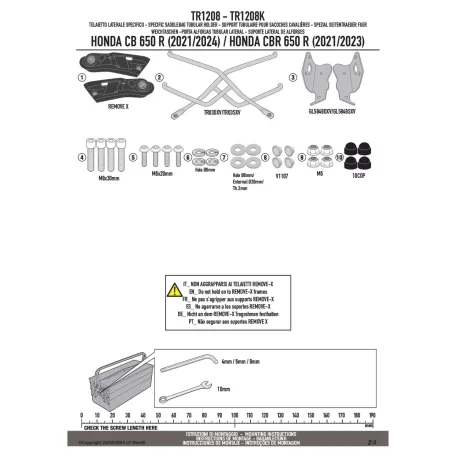 Oldaltáska tartó HONDA CB 650 R (21 > 24), CBR 650 R (21-23) Remove-X GIVI