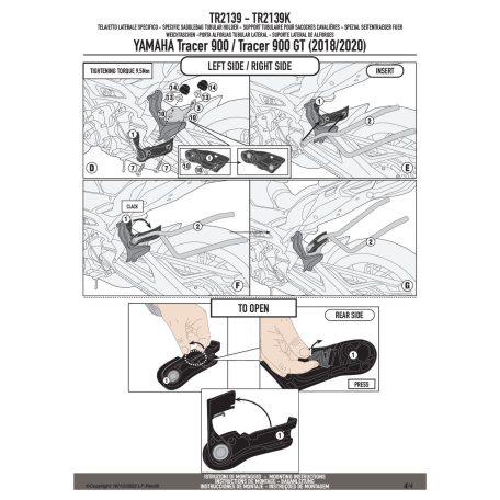 Oldaltáska tartó YAMAHA Tracer 900 / Tracer 900 GT (2018-2020) GIVI