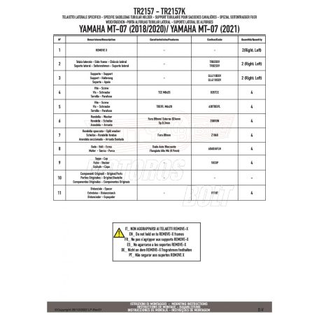 Oldaltáska tartó YAMAHA MT-07 (18-20) / YAMAHA MT-07 (21-24) GIVI