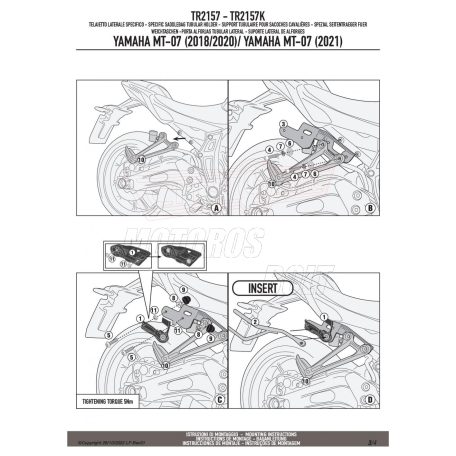 Oldaltáska tartó YAMAHA MT-07 (18-20) / YAMAHA MT-07 (21-24) GIVI