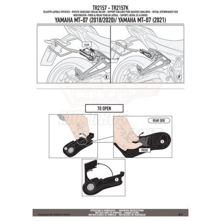 Oldaltáska tartó YAMAHA MT-07 (18-20) / YAMAHA MT-07 (21-24) GIVI