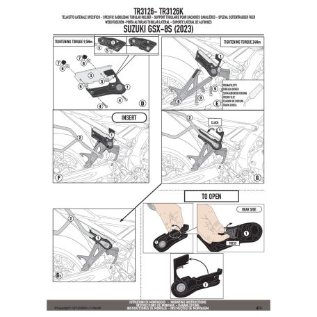 Oldaltáska tartó SUZUKI GSX-8R (2023-2025), SUZUKI GSX-8S (2023-2025) GIVI