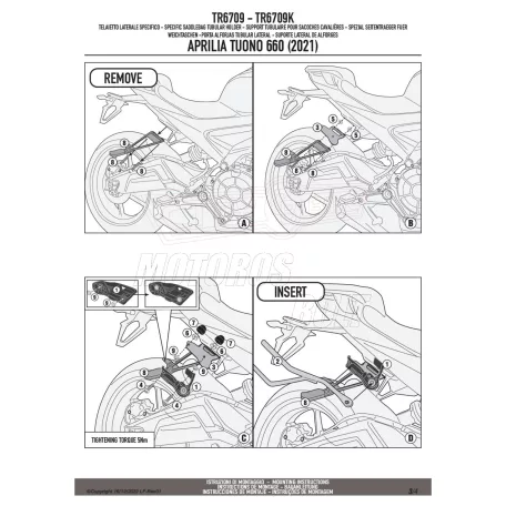 Oldaltáska tartó APRILIA Tuono 660 (2021-2026) / APRILIA RS 660 (2021-2026) GIVI