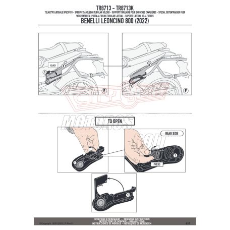 Oldaltáska tartó Benelli Leoncino 800 (22-24) GIVI