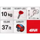 GIVI V37N – 37L Monokey® Side oldaldoboz pár matt ezüst betéttel és Security Lock zárral