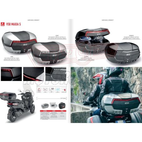 GIVI V58NNB MAXIA 5 – 58L Monokey® hátsó doboz - festett fekete + fekete fedél /piros prizma MonoKEY