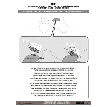 Tanktáska GIVI XL05B Tanklock felfogatással (csak néhány motortípusra jó)